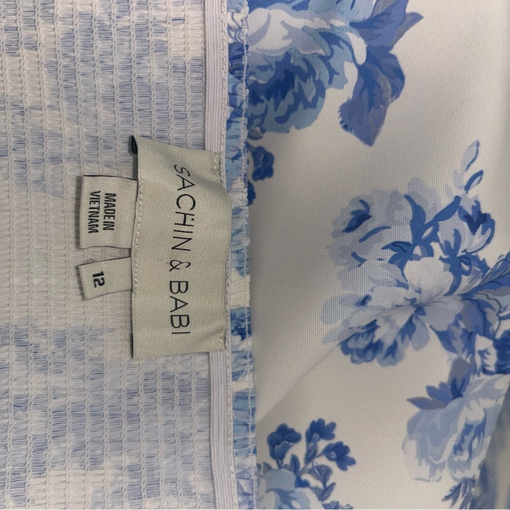 Sachin + Babi Blue and White Taffeta Dress - Chinoiserie - Picture 3 of 4